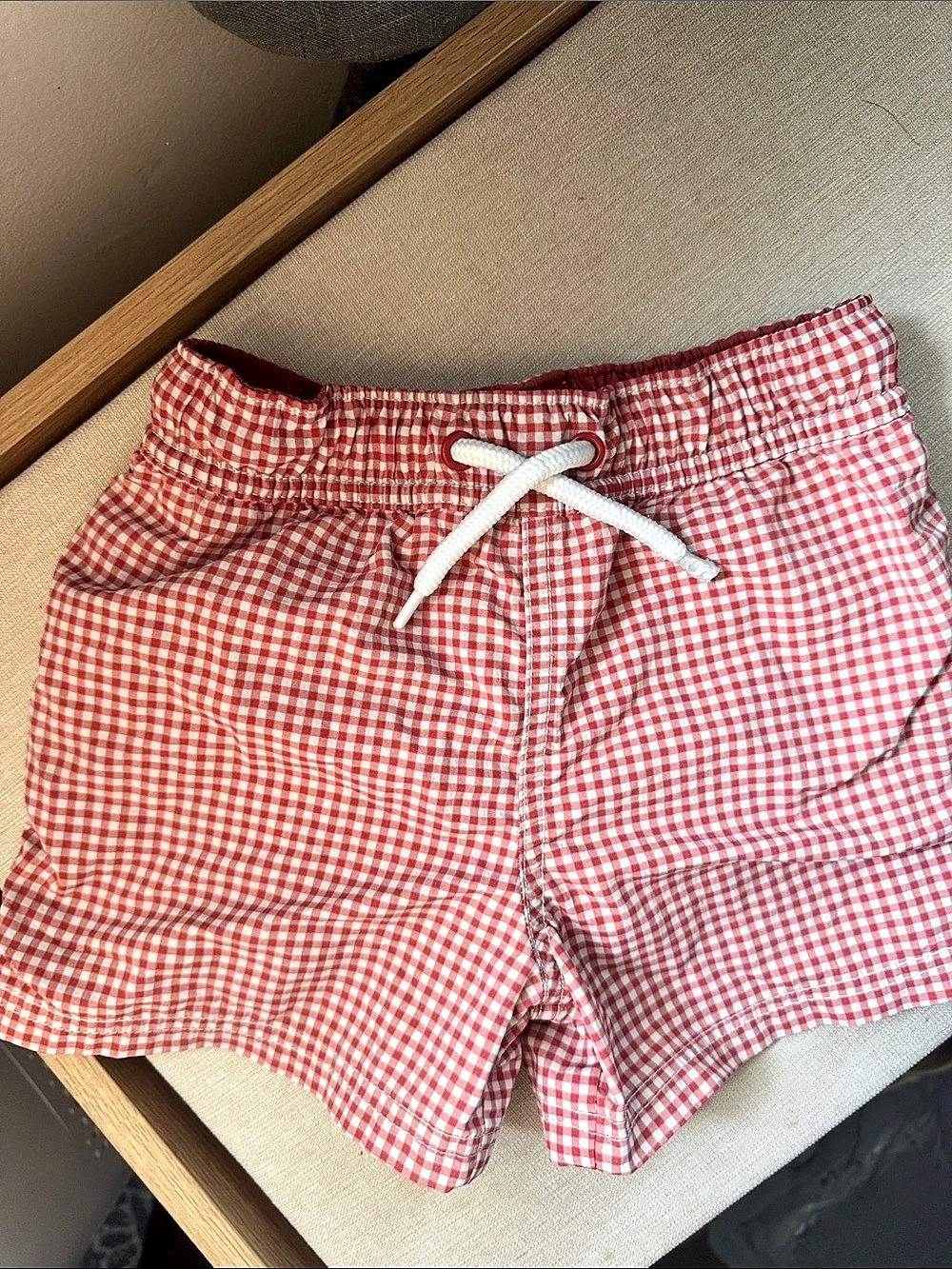 little planet Recycled Swim Trunks in Red Gingham Boys 5T
